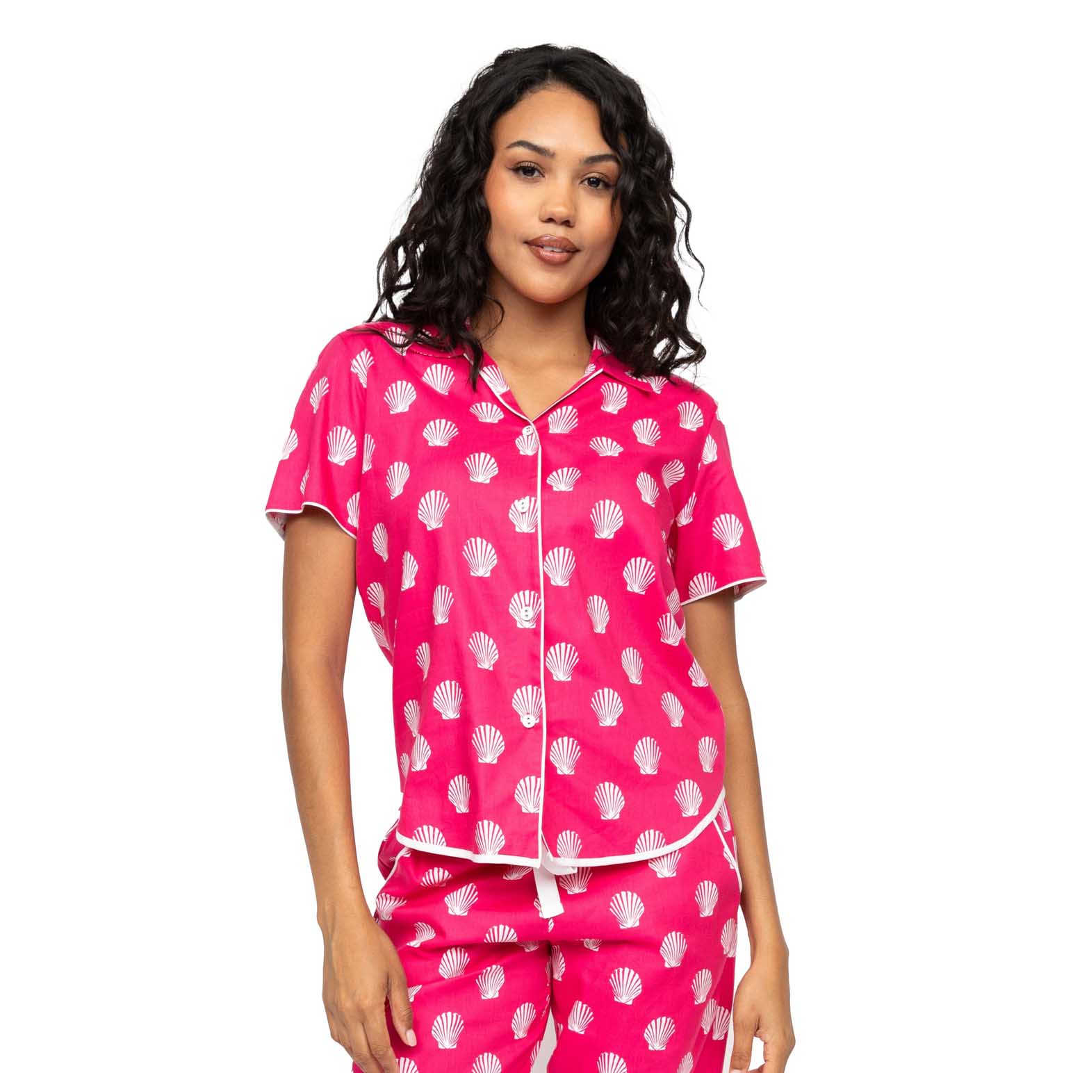 Cyberjammies Bright Pink Shell Print Short Sleeve Pyjama Top